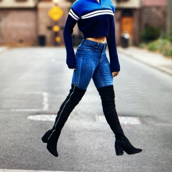 Black Over The Knee Zip Up Boot NWT Size 8.5 - Picture 4 of 4